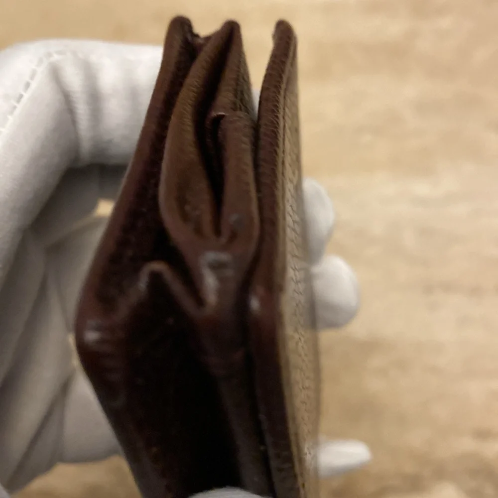 LOUIS VUITTON Brown Taiga Porte-Monnaie Boite Coin Purse in EUC
